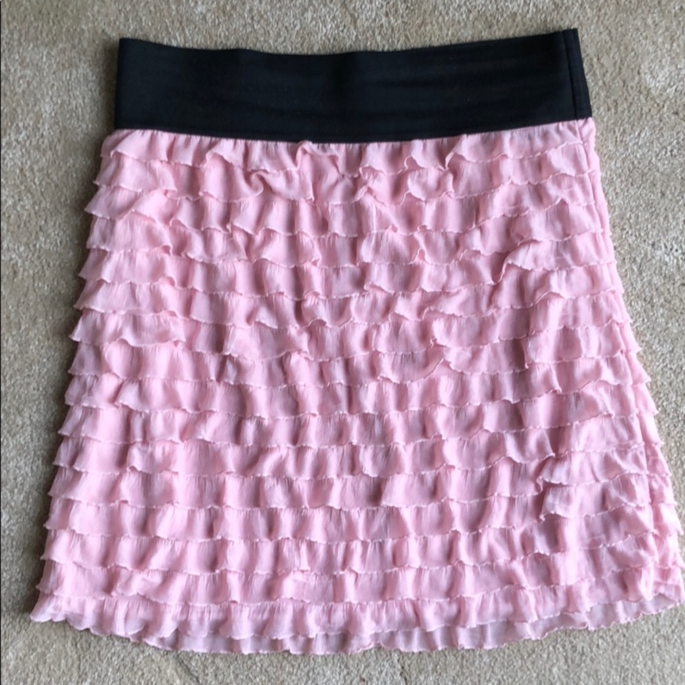 Express Women’s Pink Ruffle Skirt with Elastic Waist Band